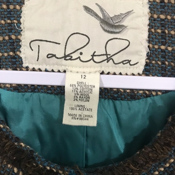 Tabitha Anthropologie Blue Tweed Fringed Jacket size 12 - Picture 3 of 7